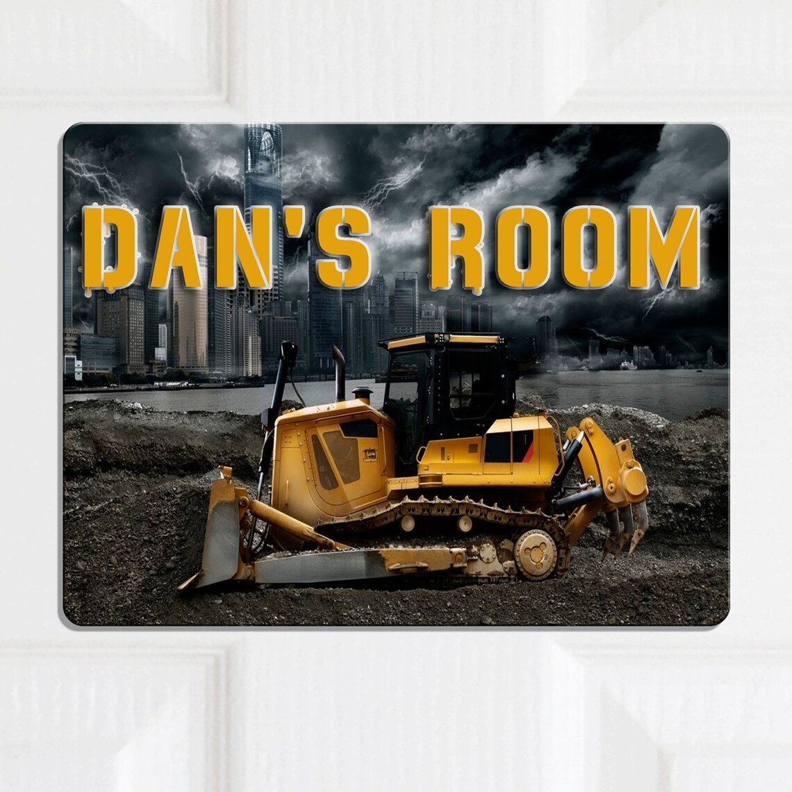 Construction Door Sign Bedroom Name Plaque Personalised Boys Etsy