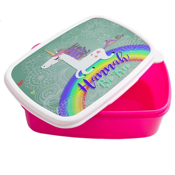 Personalised UNICORN RAINBOW Lunch Box Funny School Snack 