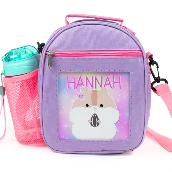 Personalised Hamster Lunch Bag Girls School Insulated Lunchbox Childrens  Girl Pink Cute Purple Lunchbag KK50 