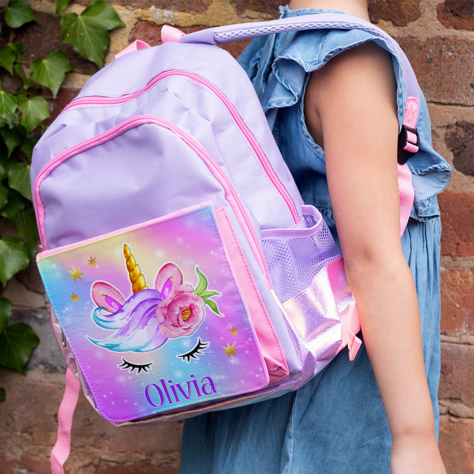 Personalised Girls Unicorn School Bag Cute Purple Unicorns Etsy