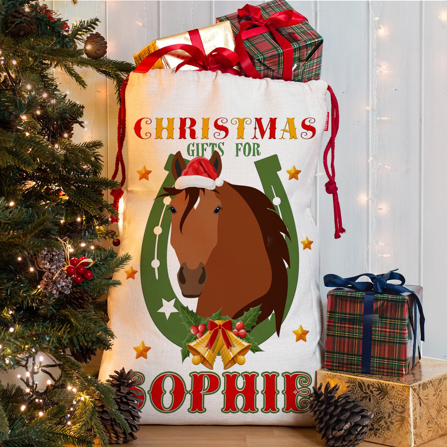 Personalised Horse Christmas Sack Bay Pony Santa Xmas Gift Etsy