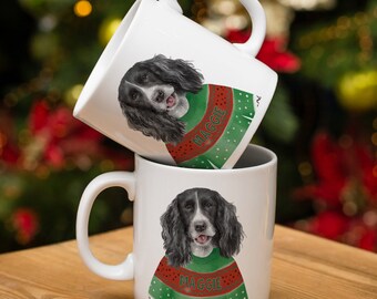 Personalised Black Springer Spaniel Mug Christmas Dog Jumper Xmas Cup Festive Pet Puppy Decor Gift DJM44