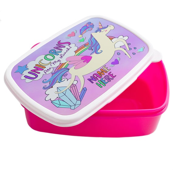 Personalised Lunch Box for Girls Dinosaur Unicorn Pink School 