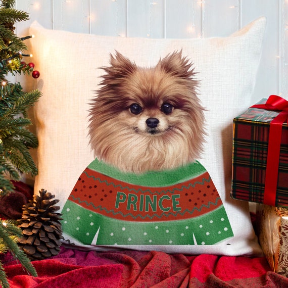 Personalised Pomeranian Christmas Cushion Cover Dog Xmas Jumper Home Decor Pet Gift DJ40 Etsy UK