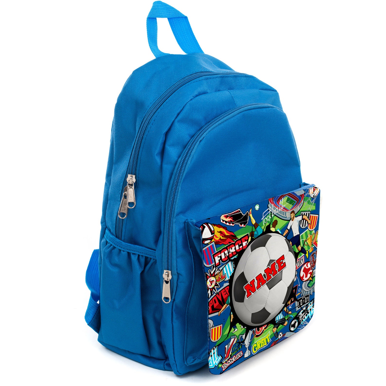 Personalised Football Backpack Boys School Bag Childrens Blue Etsy