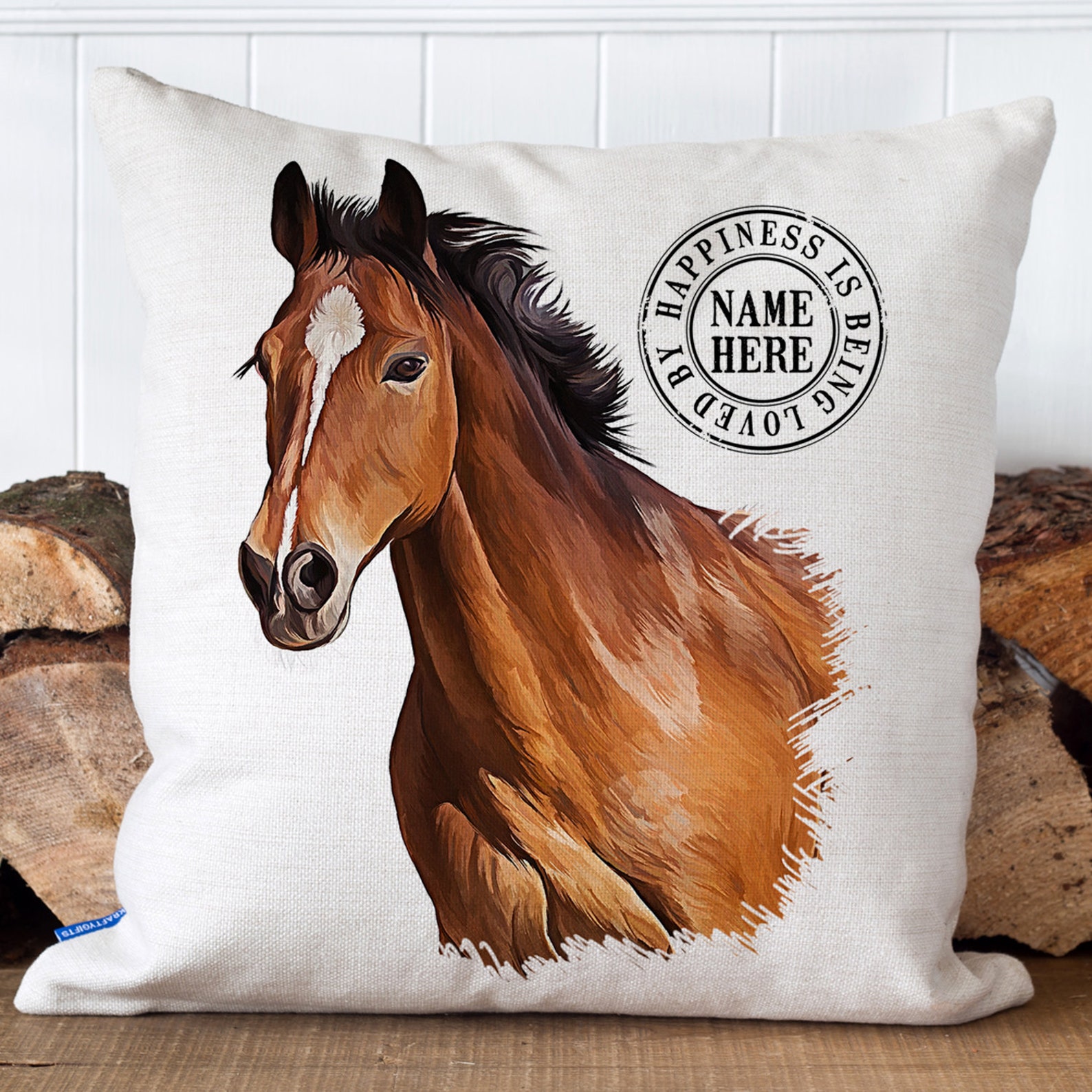 Personalised Brown Horse Pony Cushion Pet Name Horse Lover Etsy