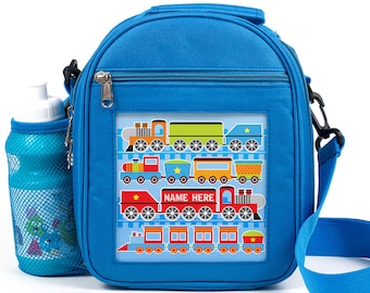 Personalised Train Lunch Bag Boys School Insulated Lunchbox Childrens Cute KS233