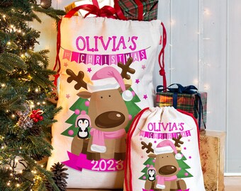 Personalised Baby 1st Christmas Sack First Santa Xmas Bag Girls Gift NS02