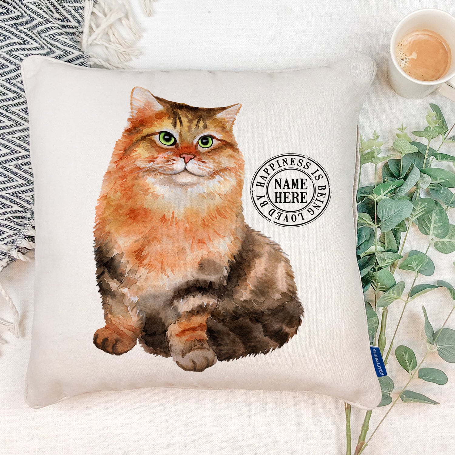 Personalised Cat Cushion Cover Cute Kitten Portrait Pillow Etsy.de