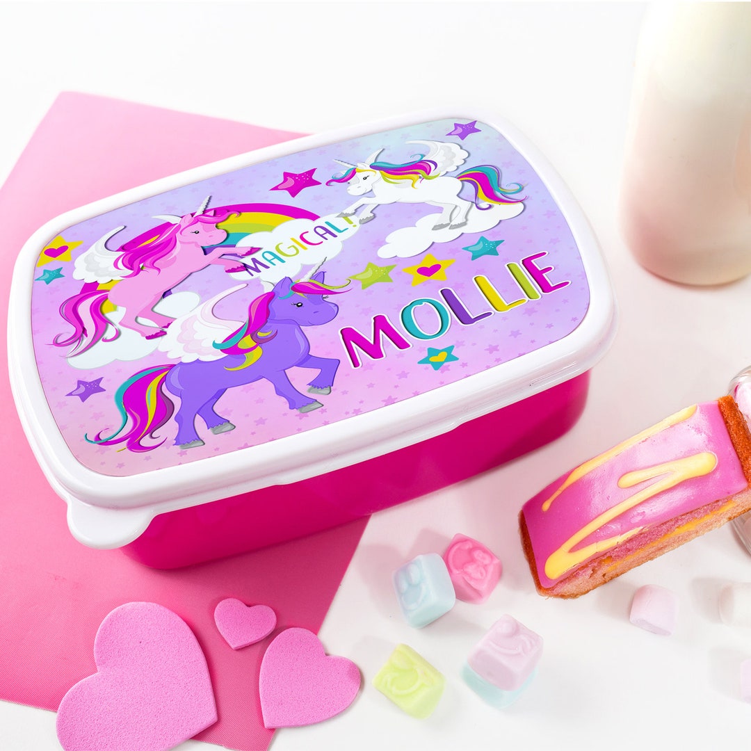  Unicorn Bento Lunch Box for Girls Toddlers, 5 Portion Control  Sections, BPA Free Removable Plastic Tray, Pre-School Kid Toddler Girl  Daycare Lunches, Snack Container Ages 3 to 7 Pink : Home