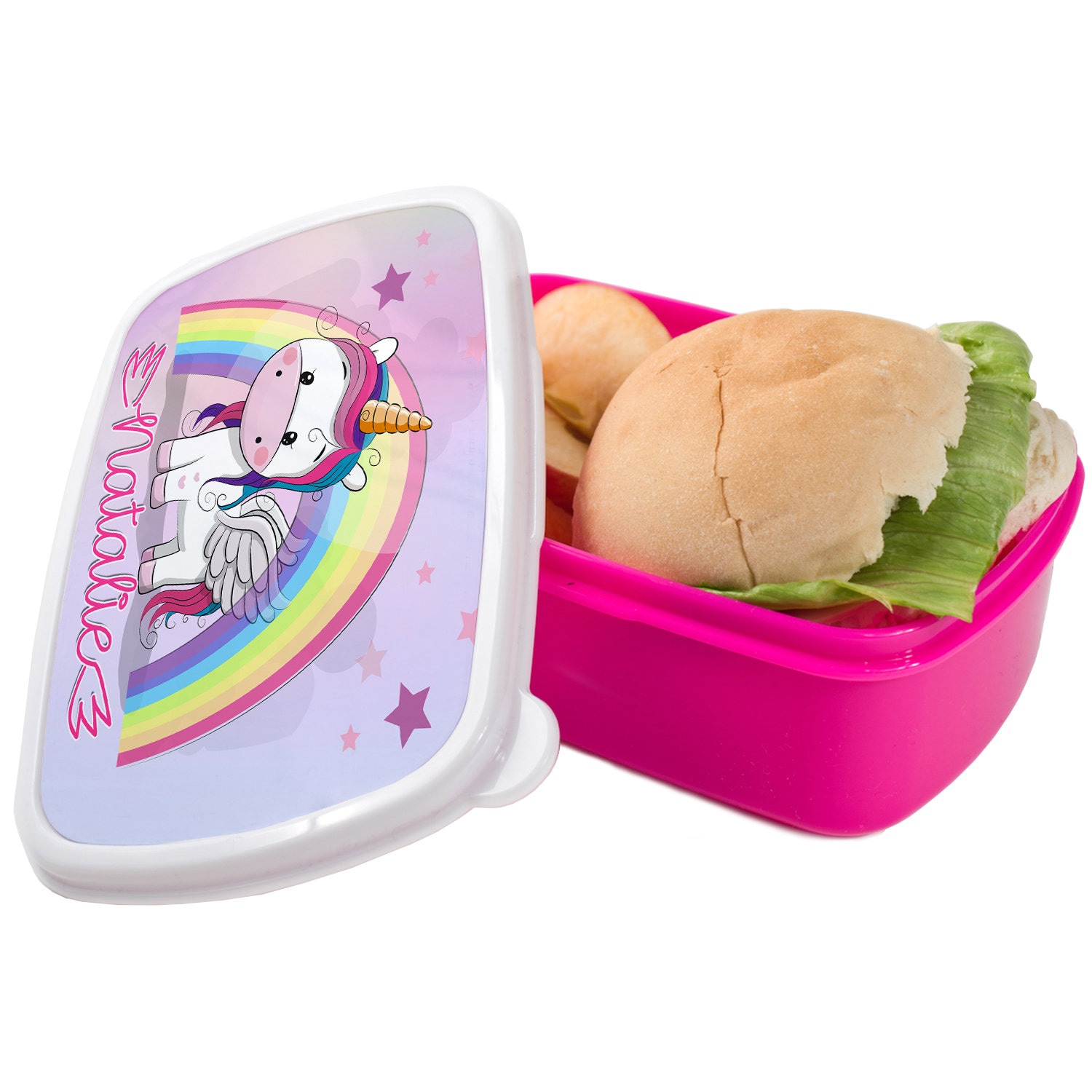 Personalised Girls UNICORN Lunch box School Snack Sandwich | Etsy
