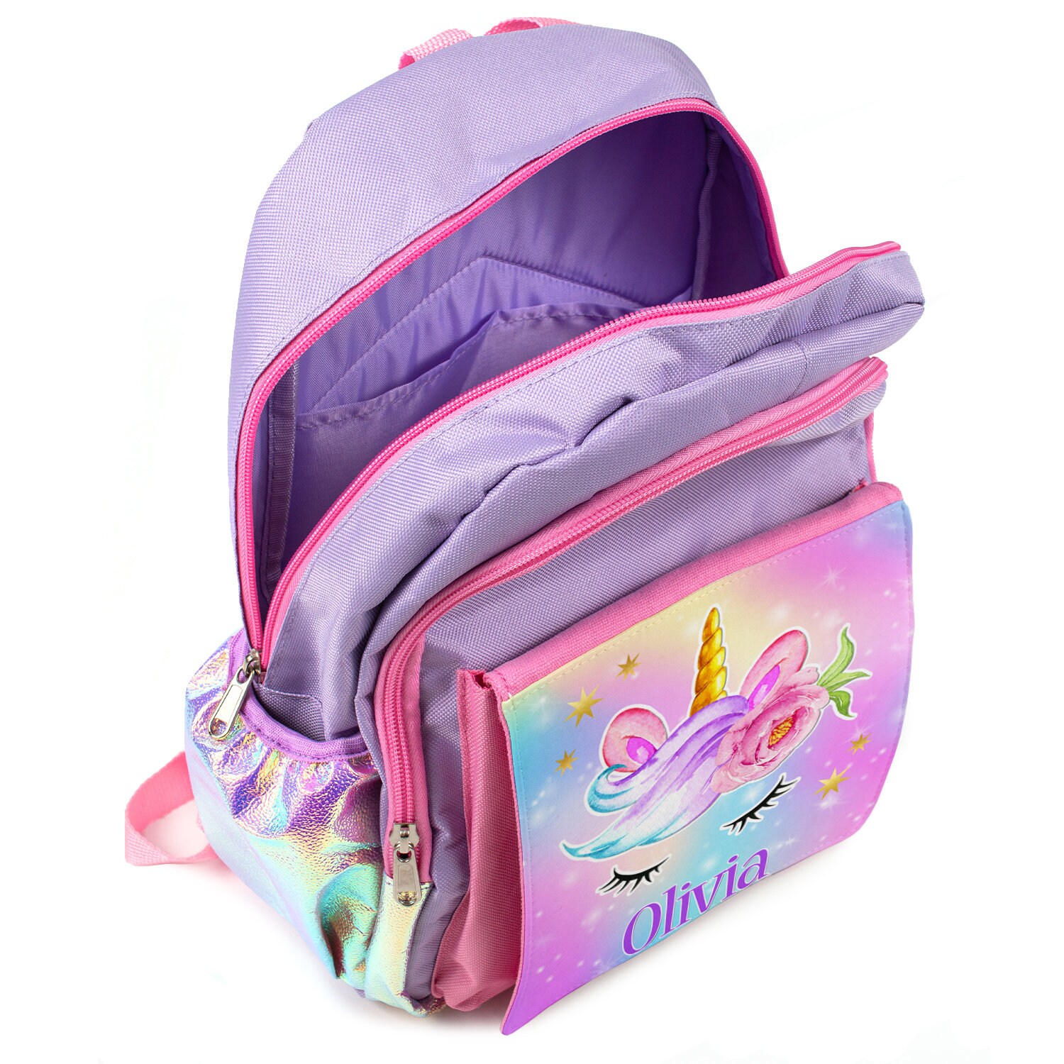 Personalised Girls Unicorn School Bag Cute Purple Unicorns Etsy