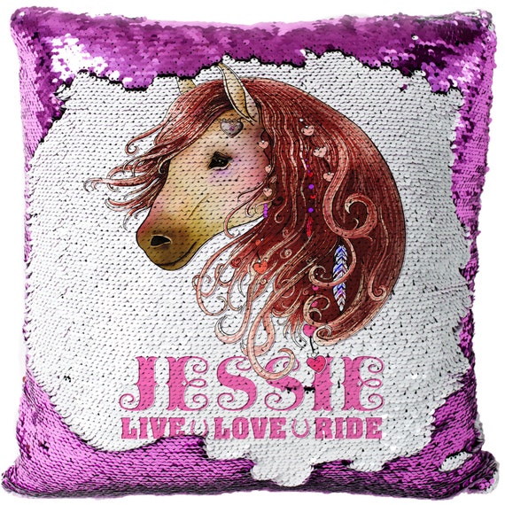 horse sequin pillow