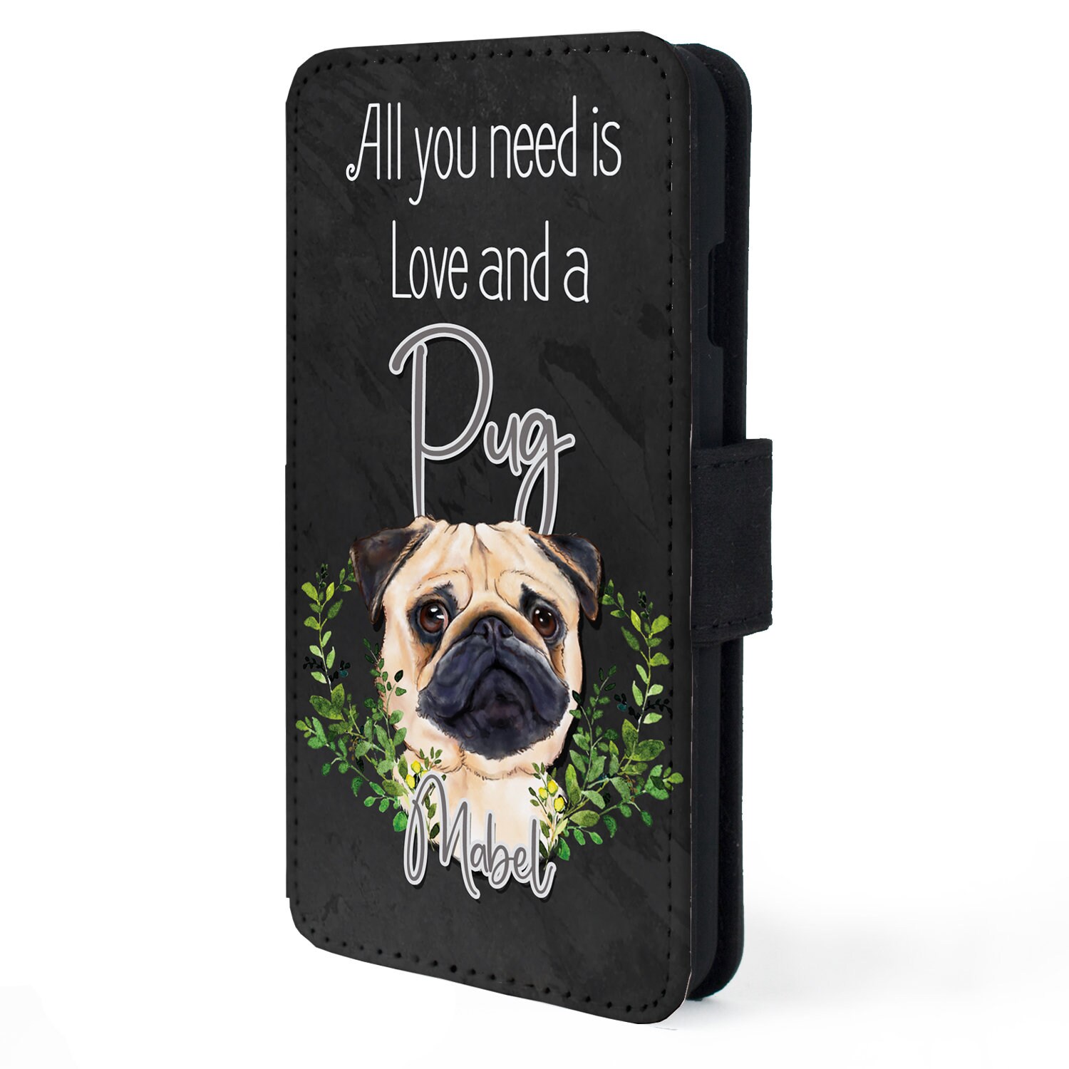 Pug Phone Case Wallet - Black Pug Pug Phone Case Wallet - Black Pug