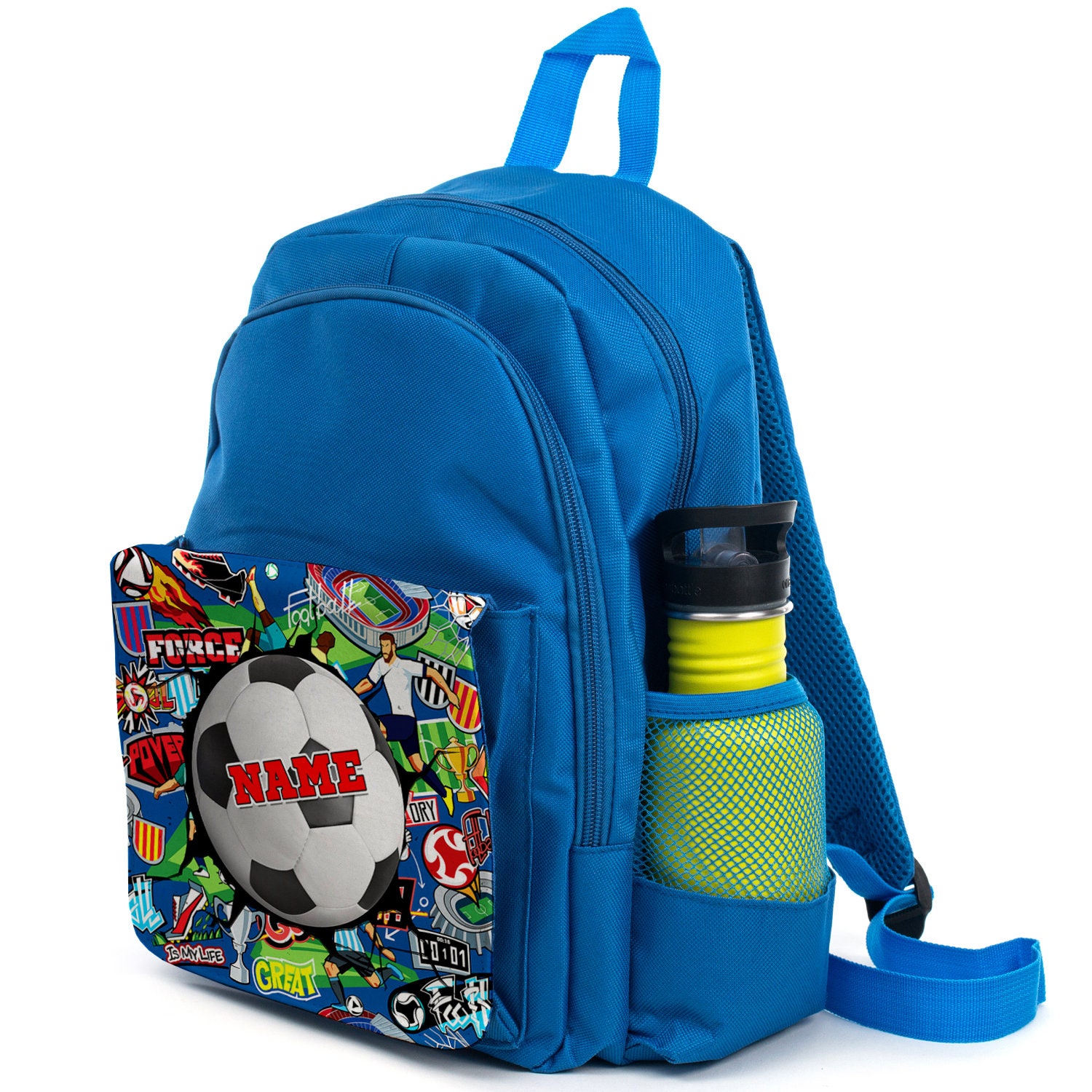 Personalised Football Backpack Boys School Bag Childrens Blue Etsy