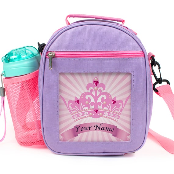 Personalised Girls Lunch Bag Princess School Insulated Lunchbox Childrens  Pretty Tiara Crown SH184 