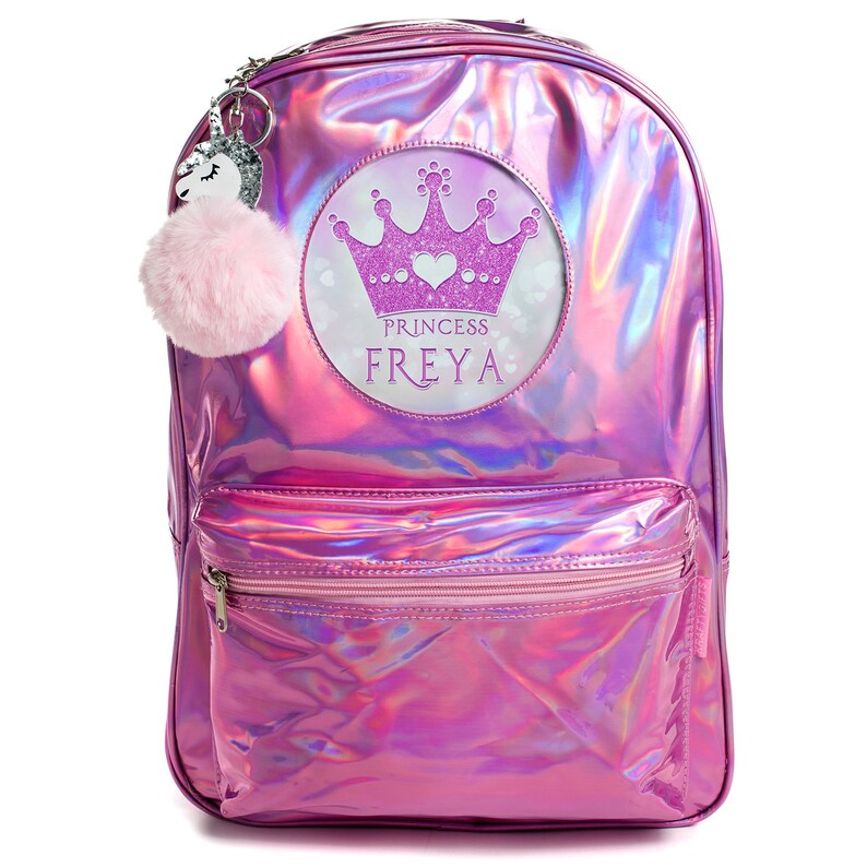 pink shiny backpack