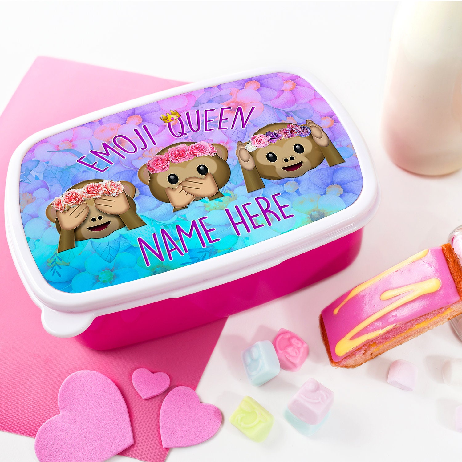 Personalizado EMOJI MONKEY Lunch Box Funny School Snack Etsy