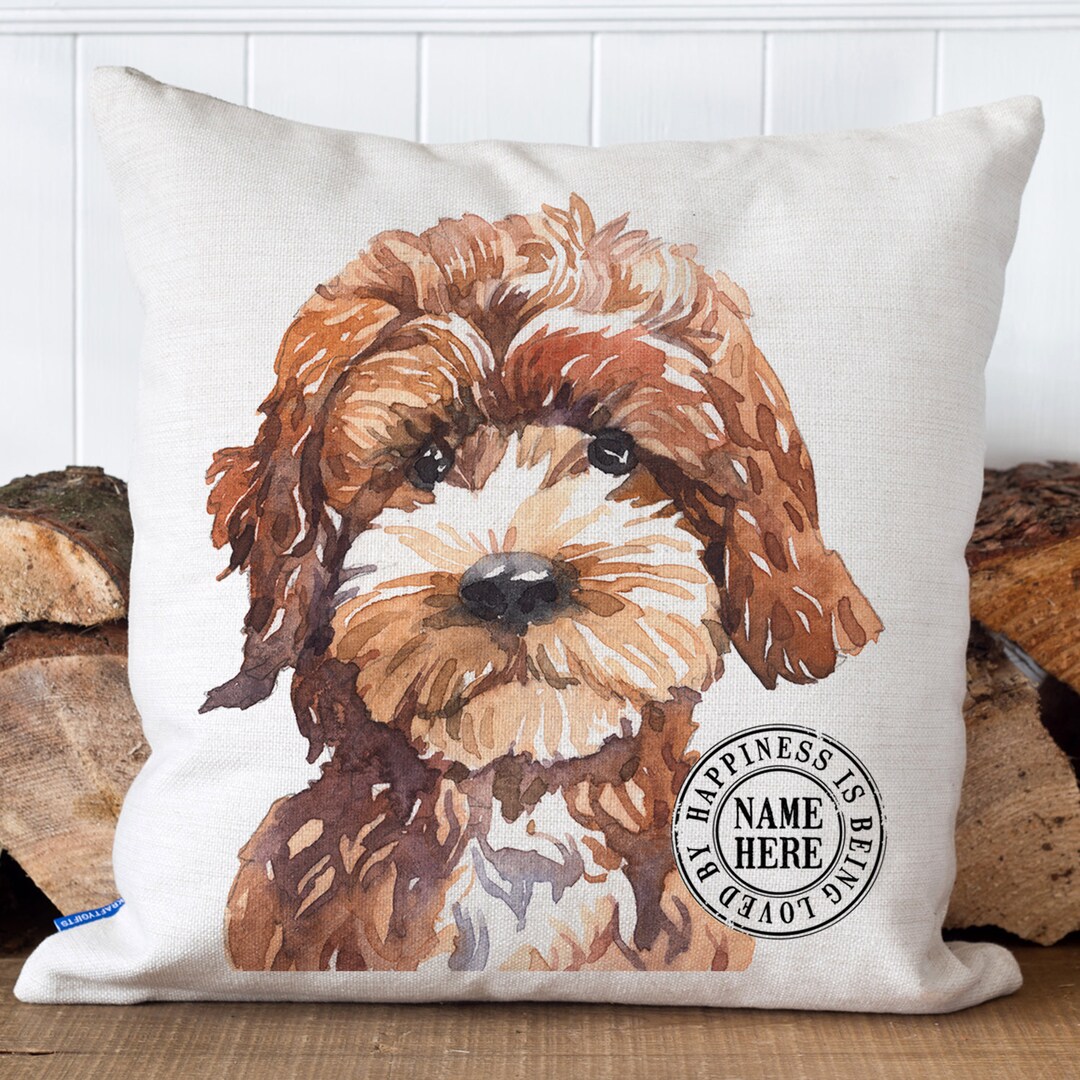 Personalised Cockapoo Cushion Cover Dog Pillow Pet Name Puppy Etsy UK