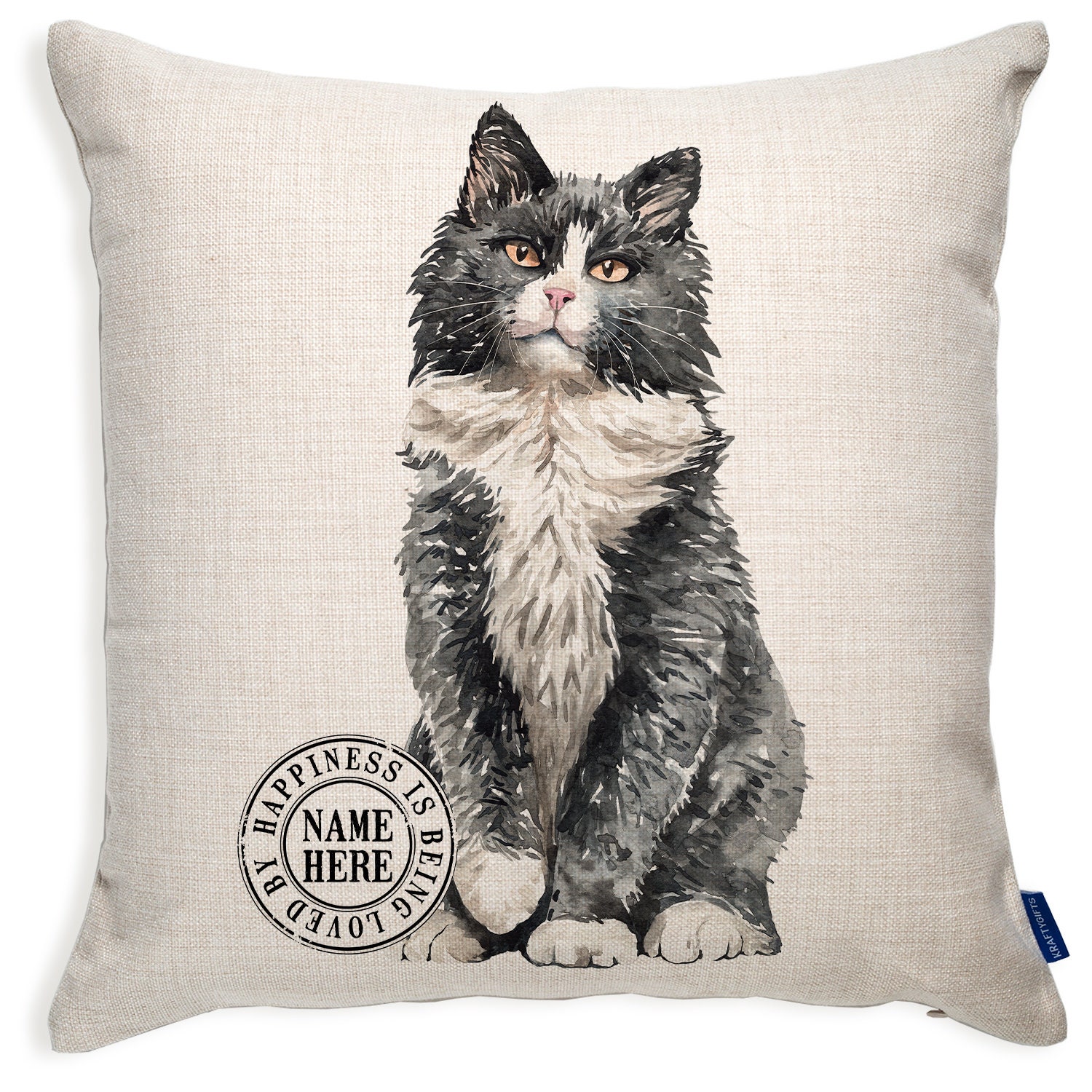 Personalised Cat Cushion Cover Kitten Portrait Watercolour Etsy