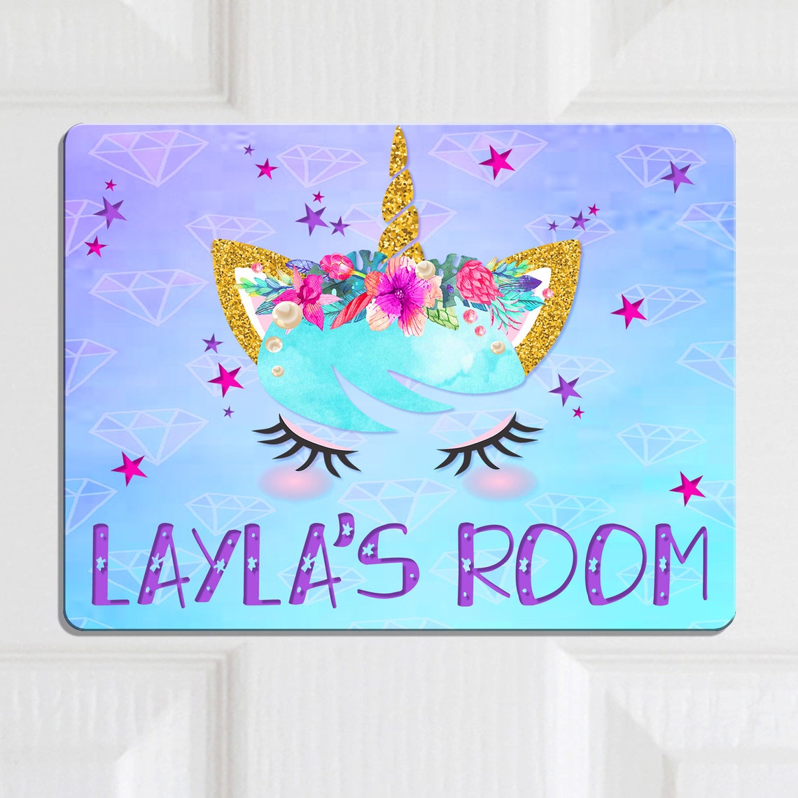 Unicorn Door Sign Bedroom Name Plaque Personalised Girls Room Etsy UK