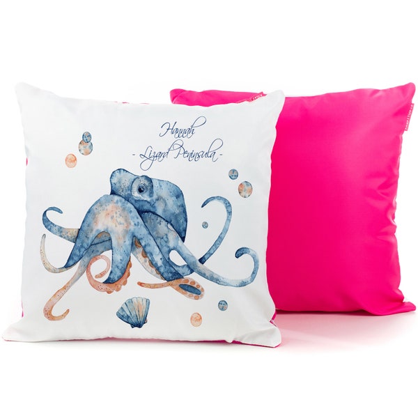 Personalised Octopus Outdoor Cushion Cover Beach Seaside Waterproof Throw Pillow Decorative Summer Beach House Sealife Gift KC116