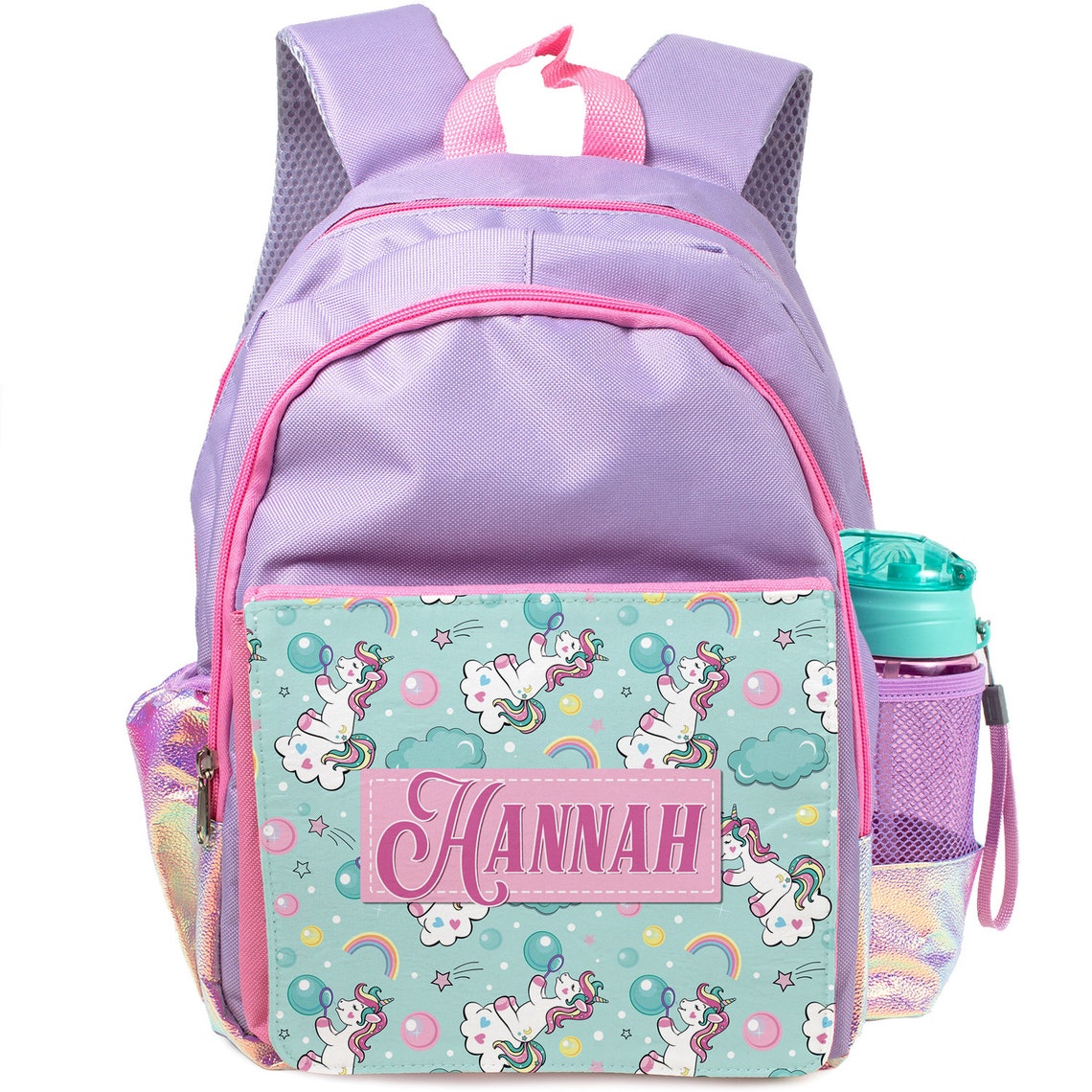 Personalised Girls Unicorn School Bag Cute Purple Unicorns Etsy
