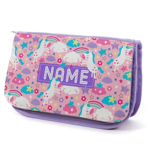 Personalised Unicorn Girls Pencil Case School Stationary Bag Cute Purple Pretty Rainbow Gift PL09