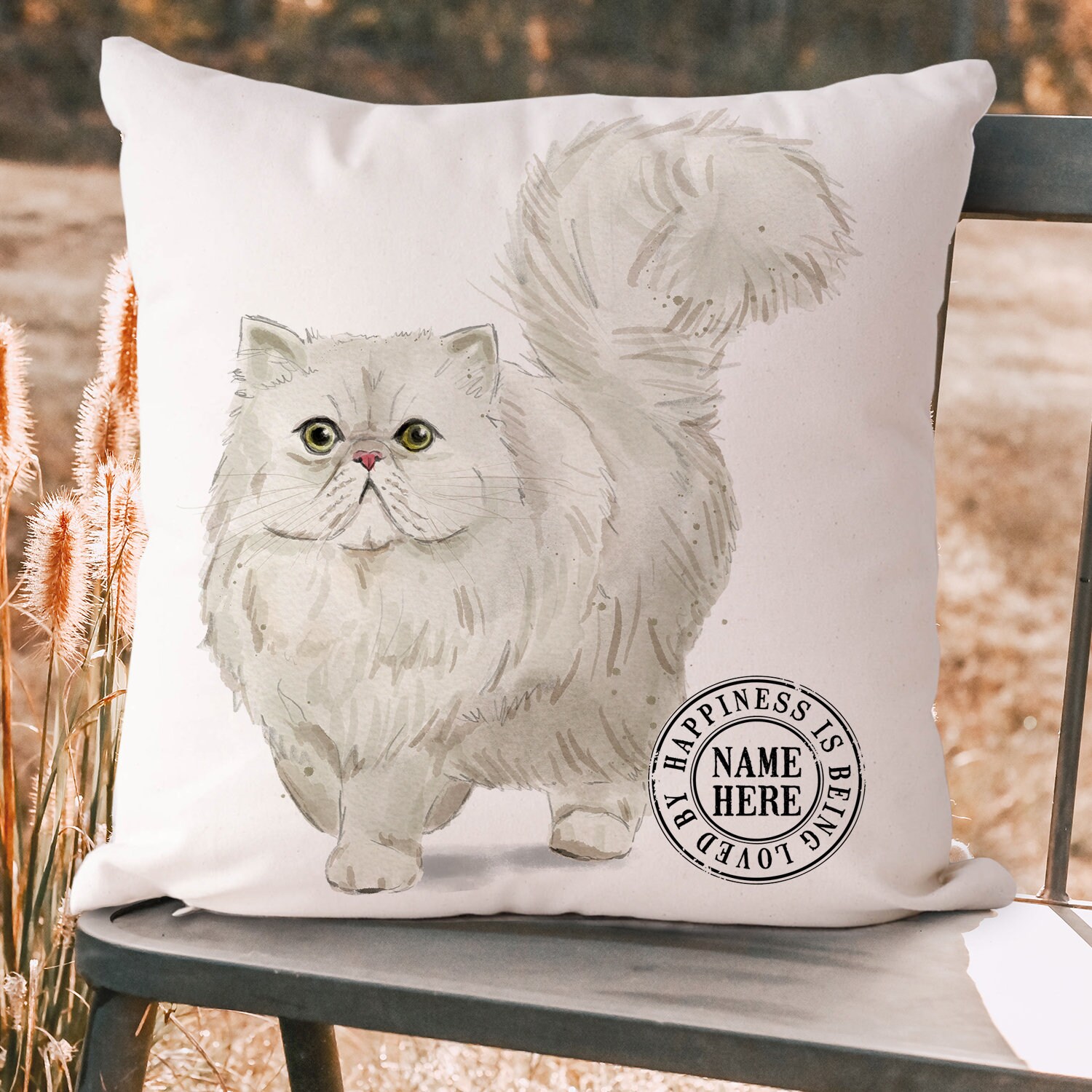 Personalised Cat Cushion Cover Persian Kitten Portrait Pillow Etsy UK
