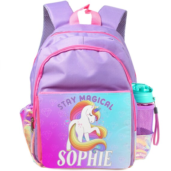 Personalised Girls Unicorn School Bag Cute Purple Unicorns Backpack Childrens Birthday Gift PL14 Etsy
