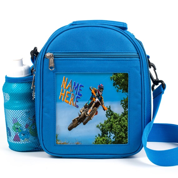 DIRT BIKE Lunch Bag Boys School Childrens Insulated Lunchbox Personalised ST512