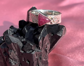 Pink Tourmaline triangle ring