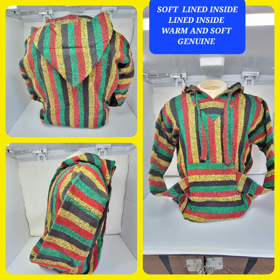 Genuine Mexican Rasta Baja Jackets Surfer Hoodie Pullover Etsy