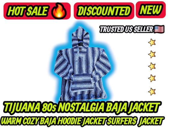 genuine mexican blue and white   baja jackets surfer hoodie pullover