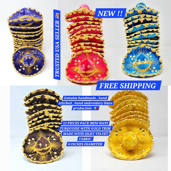 12 pack 6 inches  mini sombrero charro mexican hats