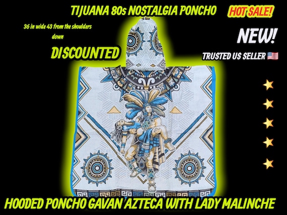 Hooded Aztec poncho cape