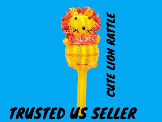 Cute  lion animal  maraca rattle  handwoven