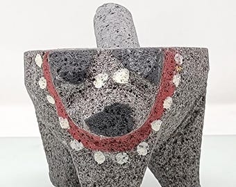 Mini Molcajete: Auténtico mortero y maja de piedra volcánica mexicana
