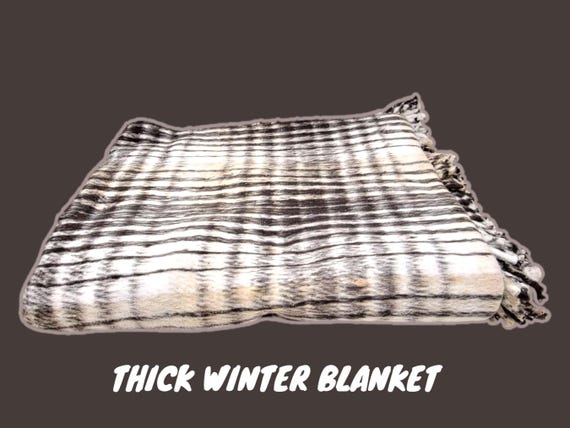 Brown Super soft heavy thick fluffy  mexican  reversible winter blanket manta recycled fibers from tijuana baja