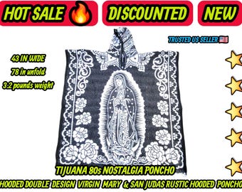 Adults Virgin mary & saint Jude Mexican  rustic  hooded poncho
