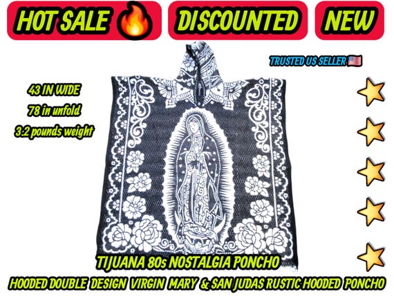 Adults Virgin mary & saint Jude Mexican  rustic  hooded poncho