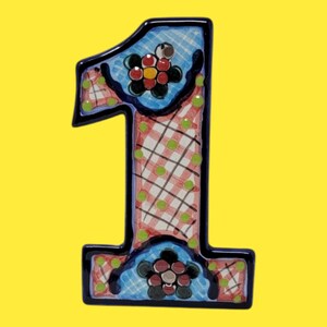 Nummer 1 mexikanische klassische bunte Tontalaverakeramikadressenzahlen