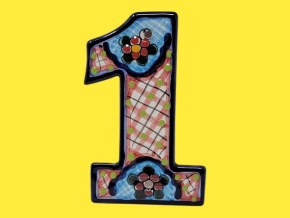 Number 1 mexican classic colorful clay talavera ceramic address numbers