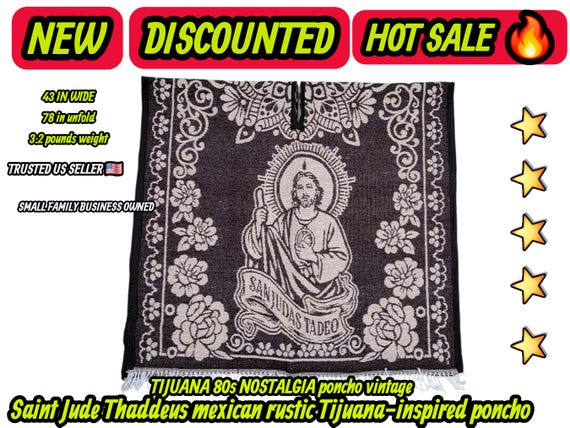 Adults saint Jude Mexican  rustic  brown & beige poncho