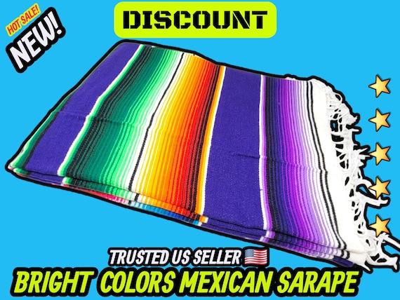 Purple  Mexican Blanket: Rainbow Stripe Sarape Falsa, Handloomed