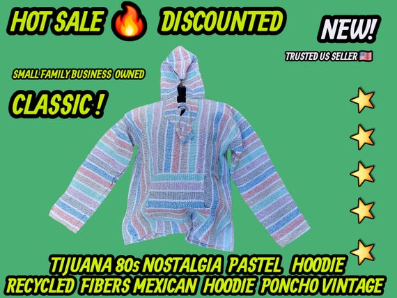 Mexican baja hoodie surfers jacket pastel colors
