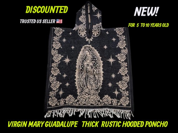 Children Rustic thick hooded poncho virgin de Guadalupe day 12 of December