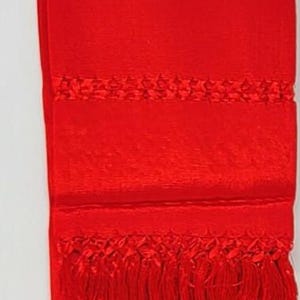 Red Mexican Rebozo Shawl: Artisela Silk Chalina (94" x 24.5")