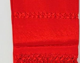 Red Mexican Rebozo Shawl: Artisela Silk Chalina (94" x 24.5")