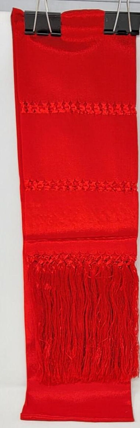 Red Mexican Rebozo Shawl: Artisela Silk Chalina (94" x 24.5")